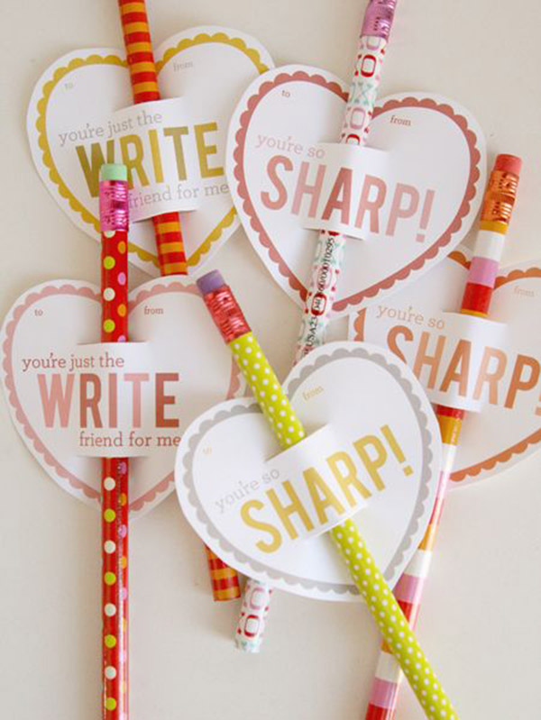 Loving this year! - Pencil Valentine's Day Cards {With Free Printables} -  B. Lovely Events